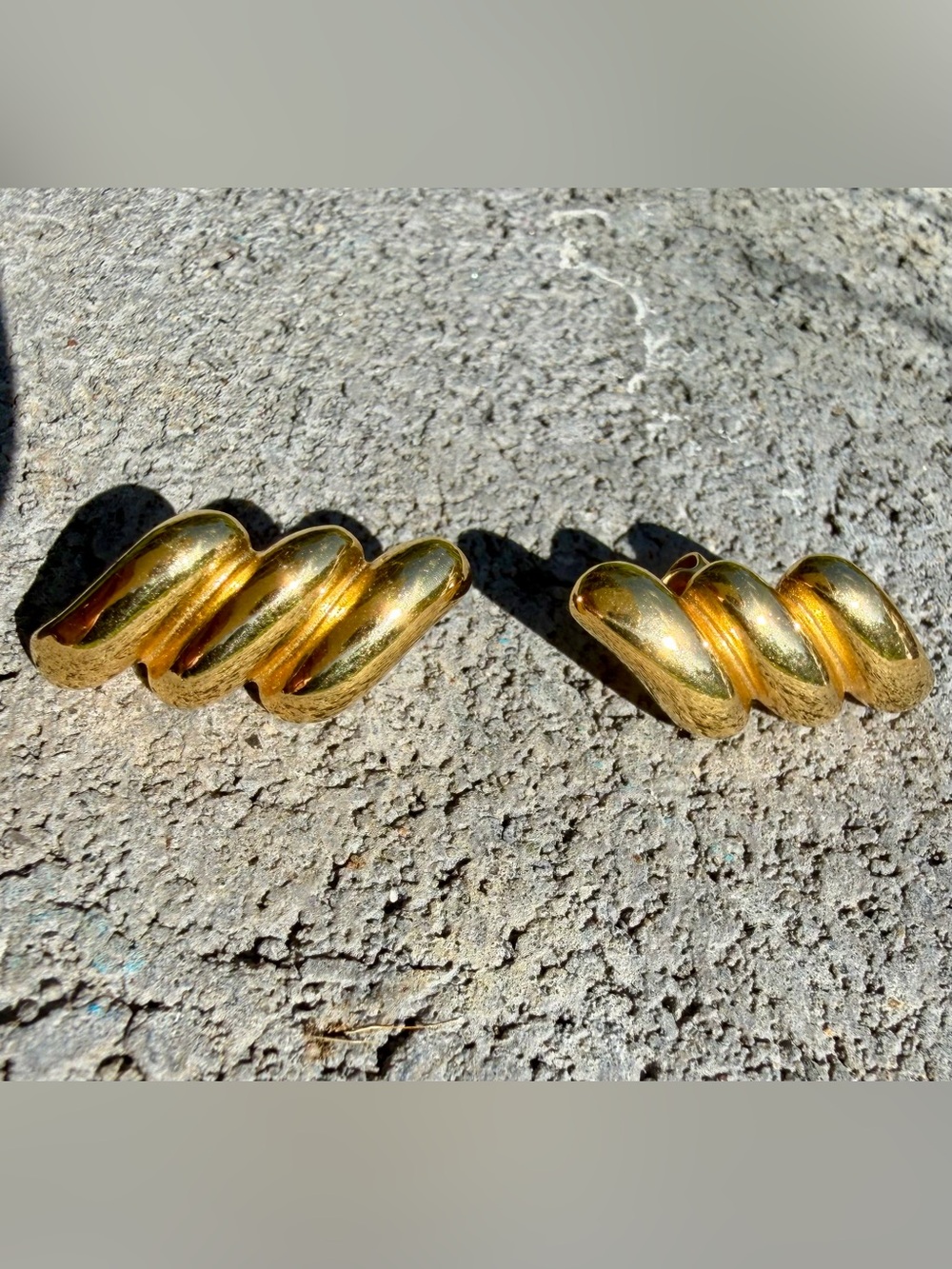 Classic Gold Tone Earrings Stack of Three Bars